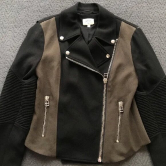 NWOT Wilfred Aritzia Moto Jacket Black Olive Khaki Fabric Made in Japan 2 - Picture 3 of 6